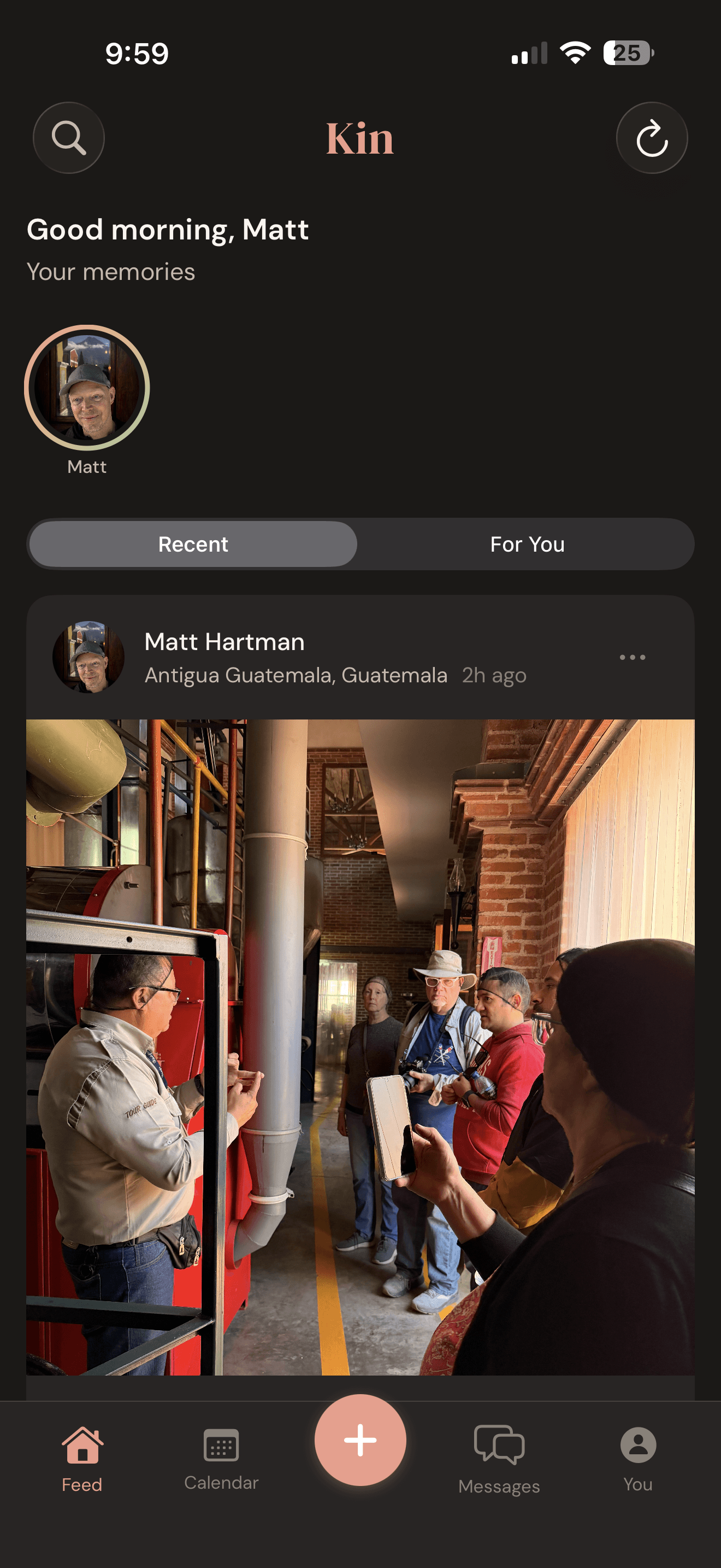 Loop app showing family memory feed